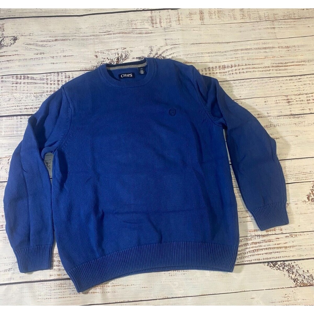 Chaps Blue Jumper Sweater Men's Large Crew Neck Long Sleeve Pullover Outdoor